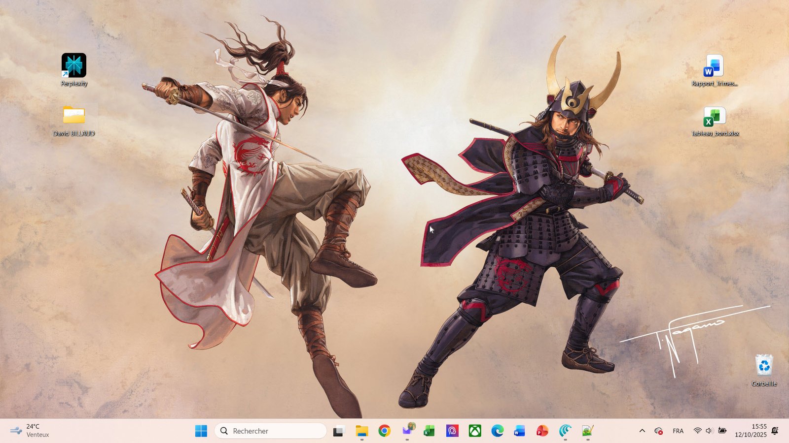 Bureau Windows avec zones interactives